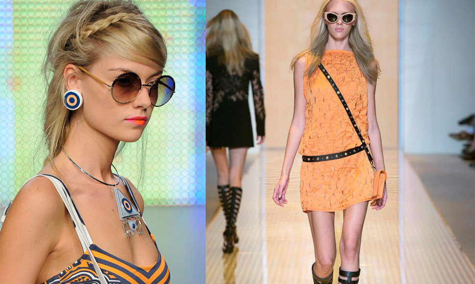 Iš kairės: Holly Fulton, Versace 2013 m. pavasario kolekcijos. 