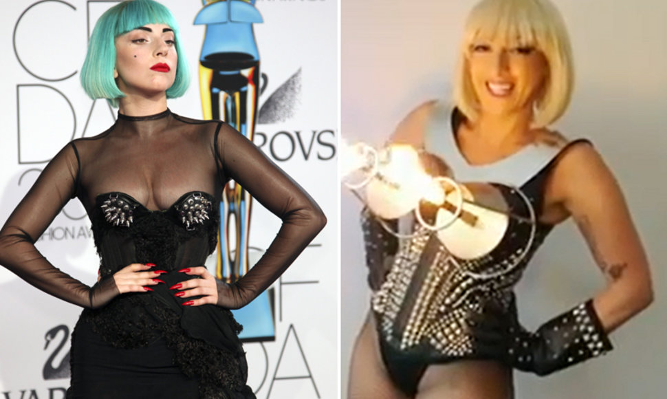 Kairėje: Lady Gaga, dešinėje: antrininkė Donna Marie Trego
