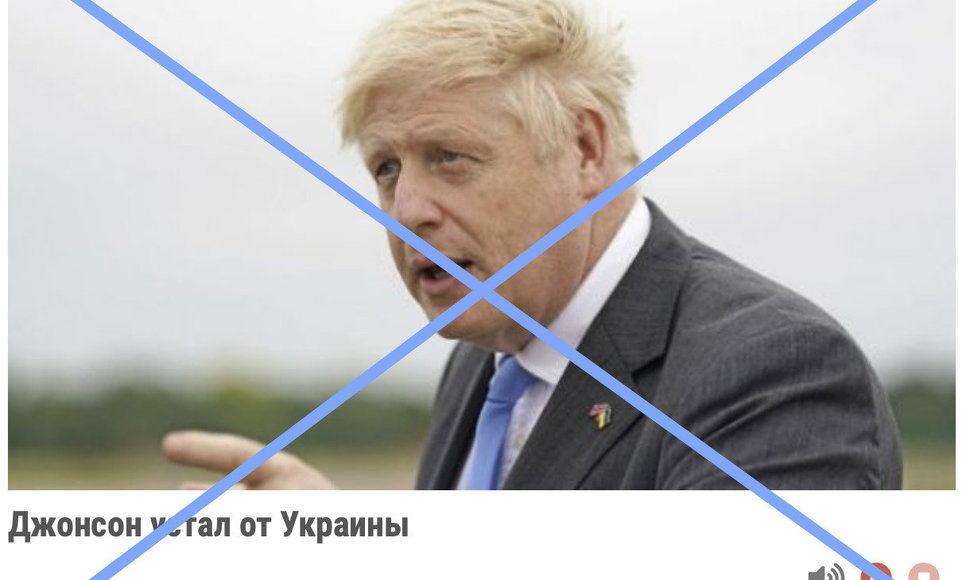 Jungtinės Karalystės premjeras Borisas Johnsonas įspėjo „nepavargti“ nuo karo Ukrainoje, bet Rusijos žiniasklaida ėmė skelbti priešingą žinią