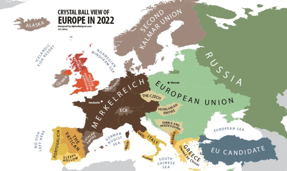 Bulgarų dizainerio Yanko Tsvetskovo sudarytas žemėlapis – prognozė 2022 metams