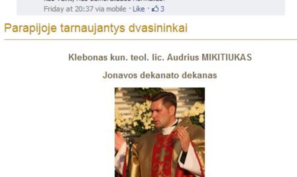 Kunigo Audriaus Mikitiuko komentarai „Facebook“