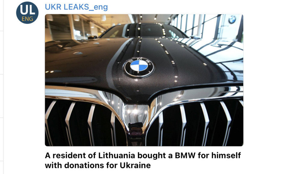 Apie lietuvį, už Ukrainai surinktus pinigus įsigijusį BMW, pranešė ir patys ukrainiečiai