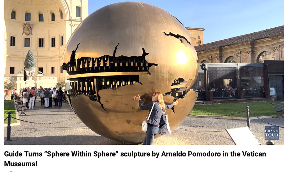 Vatikane stovinti Italijos skulptoriaus Arnaldo Pomodoro skulptūra &bdquo;Sfera sferoje&ldquo;