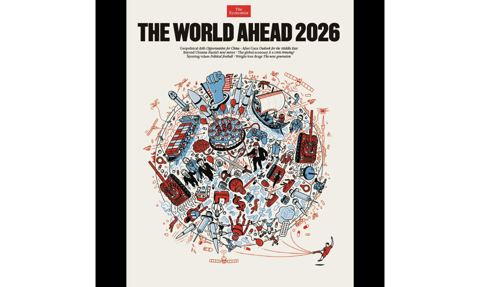 „The Economist“ numerio, kuriame buvo pateikiamos prognozės 2026-iesiems, viršelis