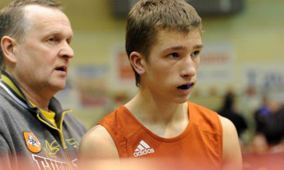 Tomas Stankevičius ir jo treneris Vytautas Sinkevičius.