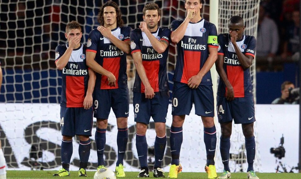 Marco Verratti, Edinsonas Cavani, Thiago Motta, Zlatanas Ibrahimovičius ir Blaise Matuidi 