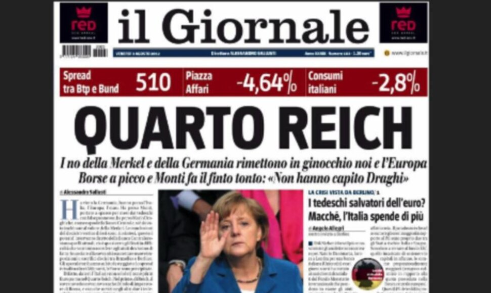 Laikraščio „Il Giornale“ pirmasis puslapis