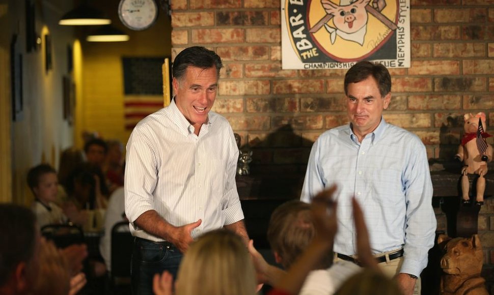 Kandidatas į prezidentus Mittas Romney ir Richardas Mourdockas