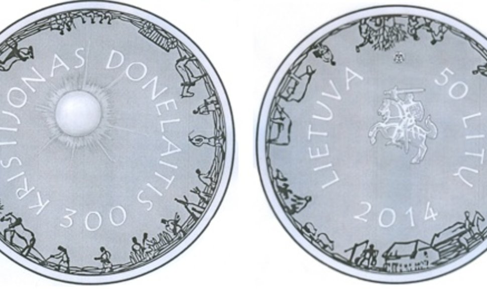 50 litų moneta, skirta Kristijono Donelaičio 300-osioms gimimo metinėms