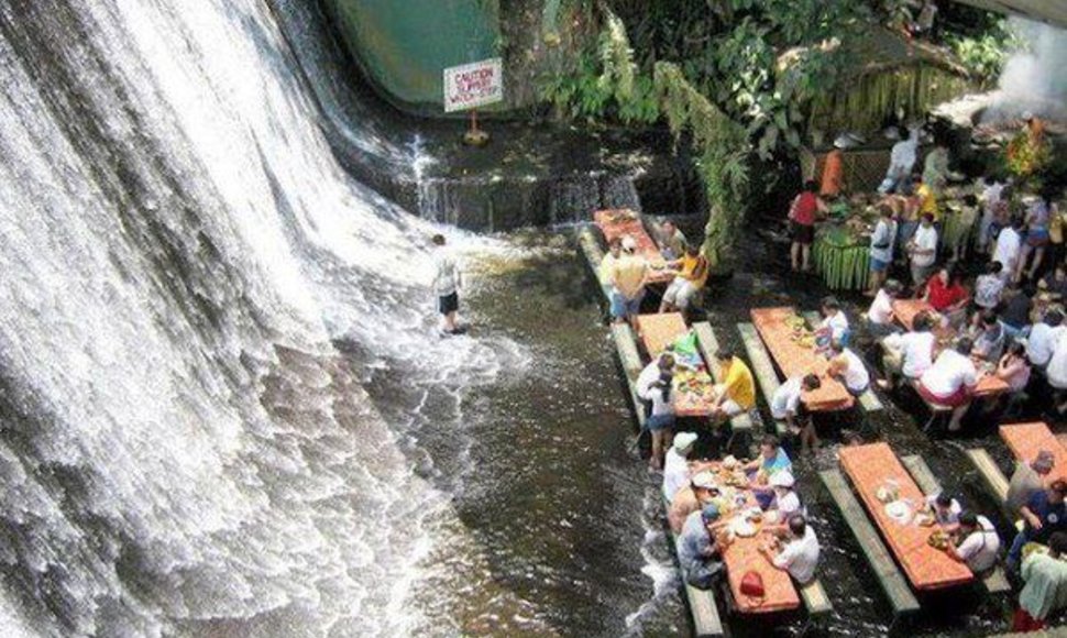 Nauja kelionių patirtis – „Krioklio restoranas“ Filipinuose