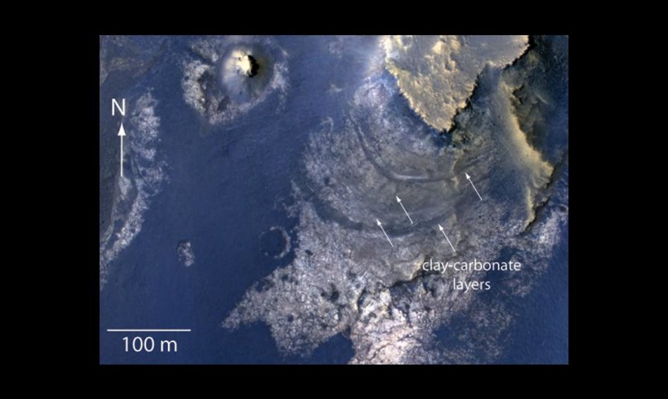 Marso paviršiuje esantis McLaughlino krateris gali suteikti naudingos informacijos apie gyvybę šioje planetoje