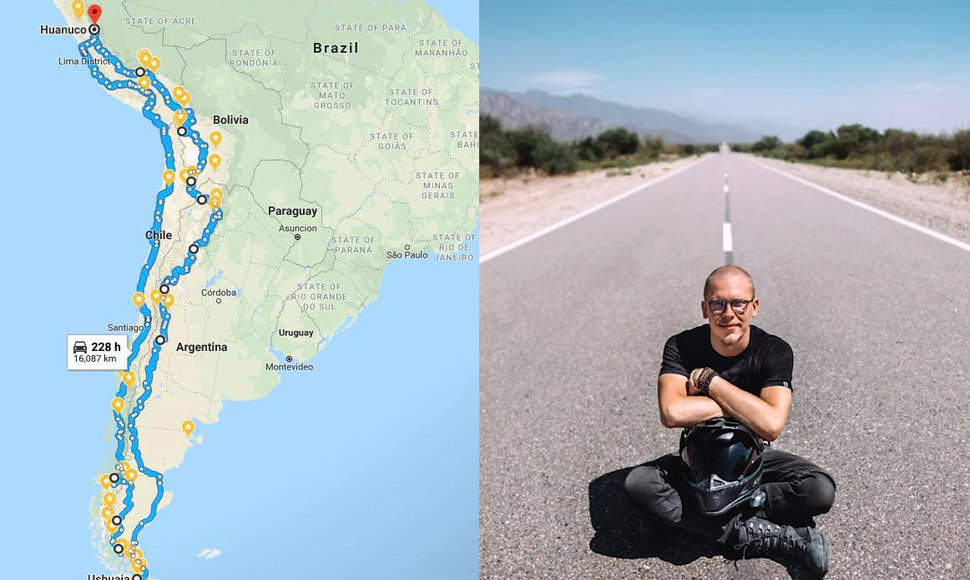 Tomas Adomavičius ir kelionės per Pietų Ameriką maršrutas
