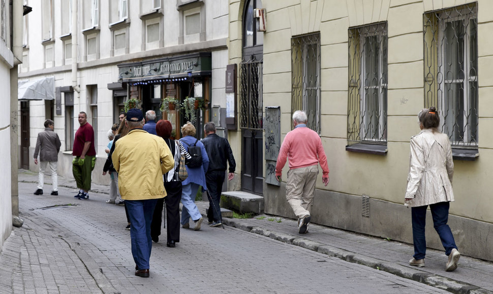 Turistai Vilniaus senamiestyje