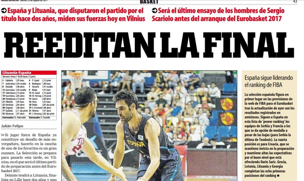 „Mundo Deportivo“ laikraščio puslapis