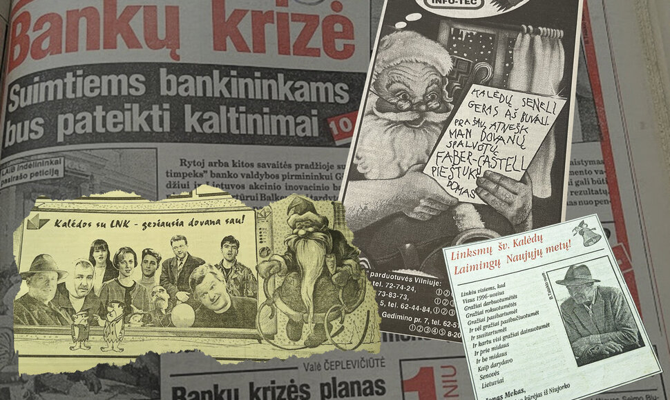 1995-ųjų kalėdinio laikotarpio laikraščių straipsniai ir reklamos