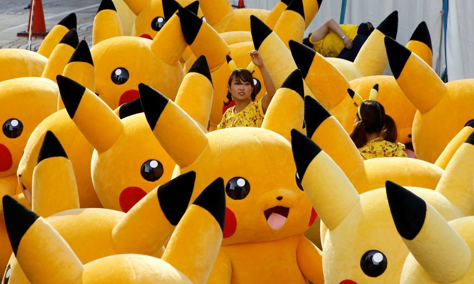 Pokemono Pikačiu paradas Japonijoje