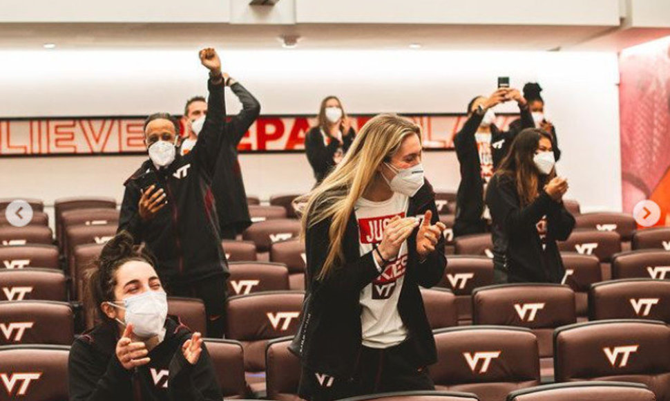 „Wirginia Tech“ komandos džiaugsmas patekus į NCAA „Kovo beprotybę“