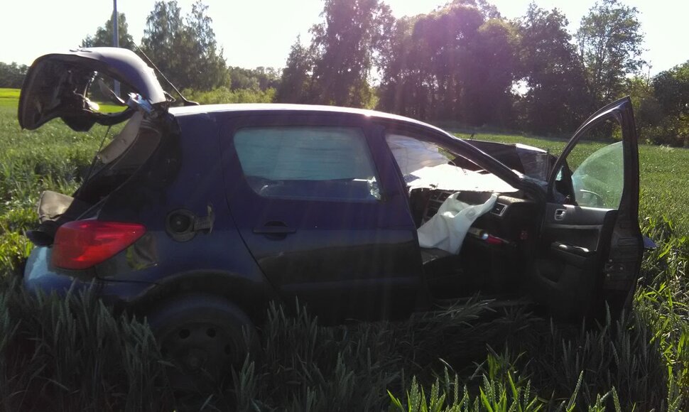 Avarija Nociūnų kaime – vertėsi „Peugeot“