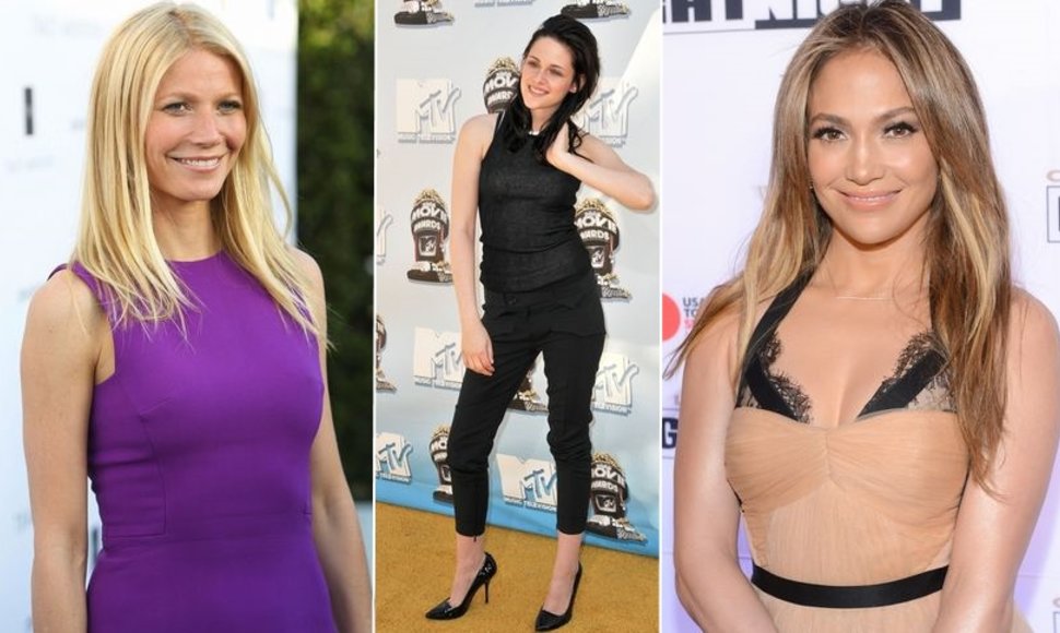 Gwyneth Paltrow, Kristen Stewart ir Jennifer Lopez