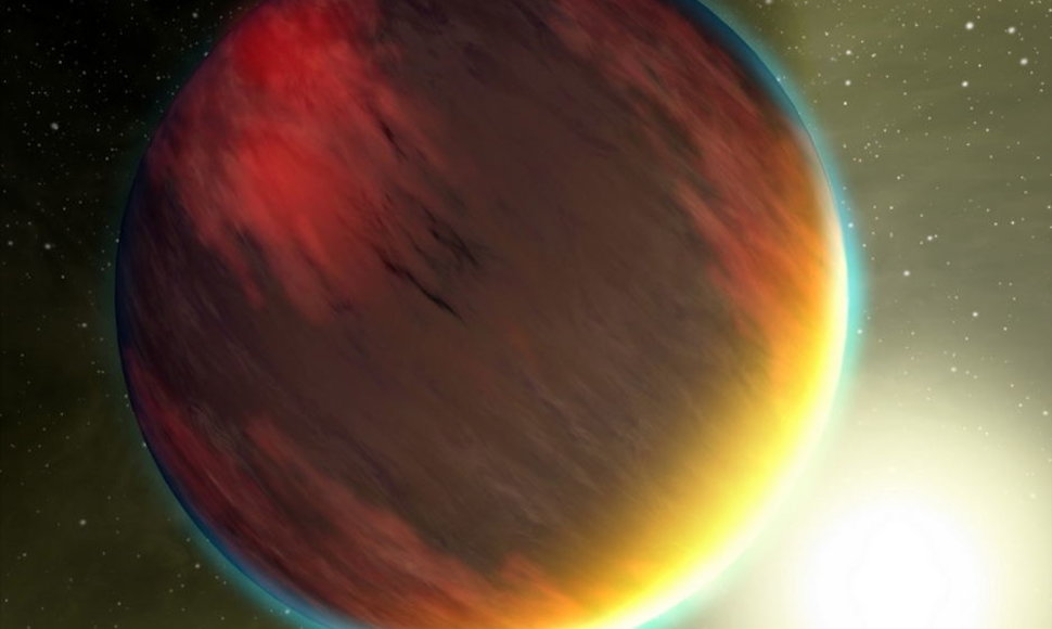 Pegaso žvaigždyne aplink į Saulę panašią žvaigždę skriejanti dujinė planeta „HD 209458b“ dailininko akimis