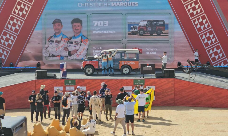 Karolio Rai&scaron;io Dakaro ralio fini&scaron;o podiumo akimirkos