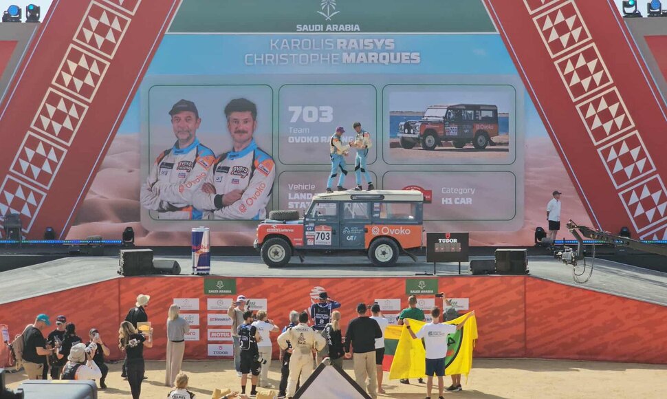 Karolio Rai&scaron;io Dakaro ralio fini&scaron;o podiumo akimirkos
