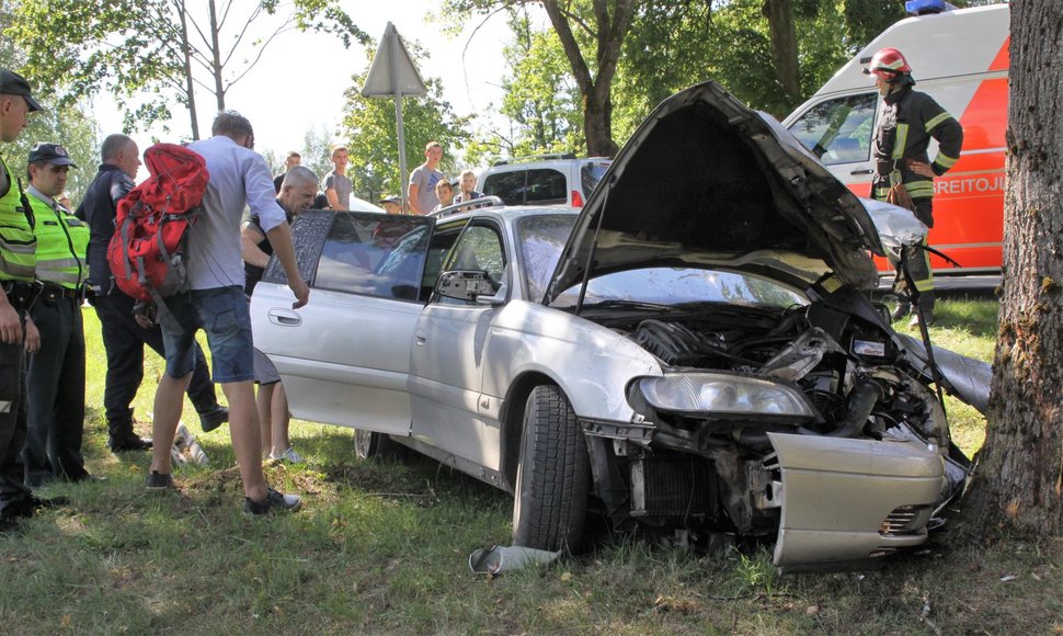 Nuo kelio nuvažiavo „Opel Omega“ ir skaudžiai rėžėsi į medį