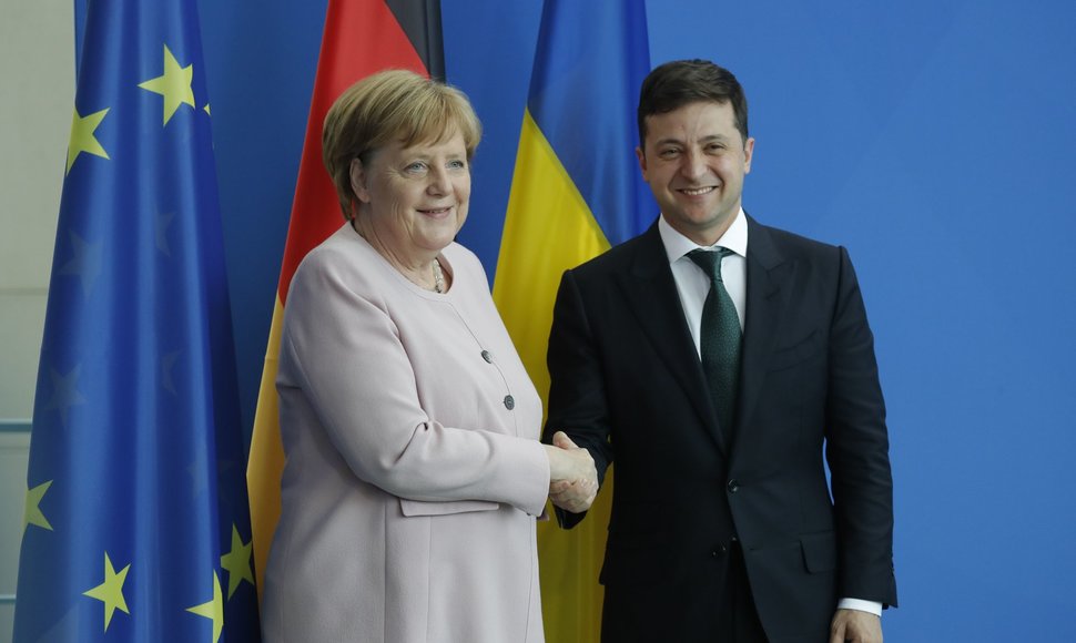 Volodymyras Zelenskis ir Angela Merkel