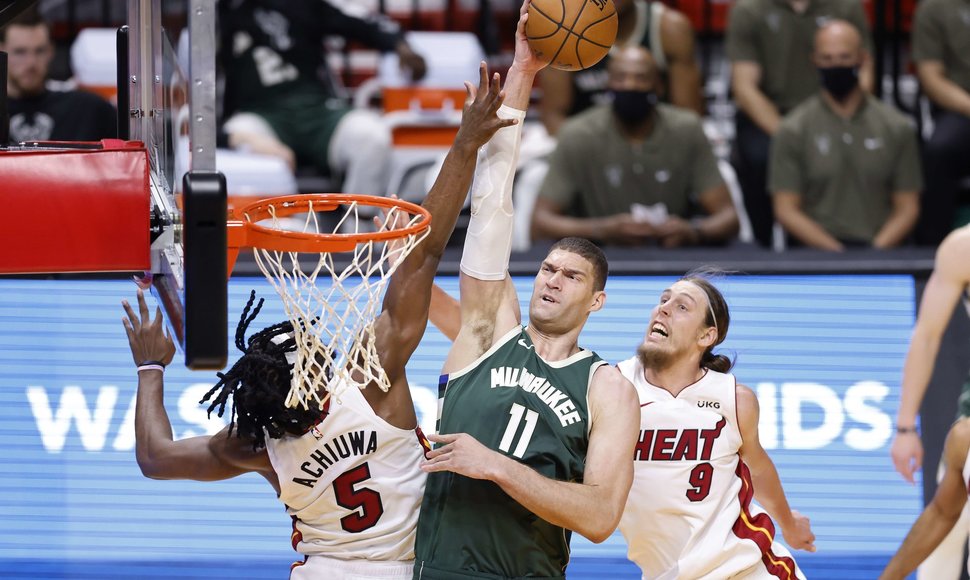 Brookas Lopezas rugntynėse su „Miami Heat“ iškrėtė neeilinį pokštą.
