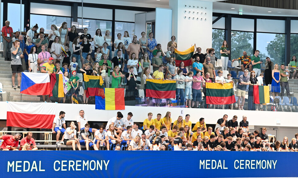 Europos jaunimo plaukimo čempionato Lazdynų baseine akimirka.