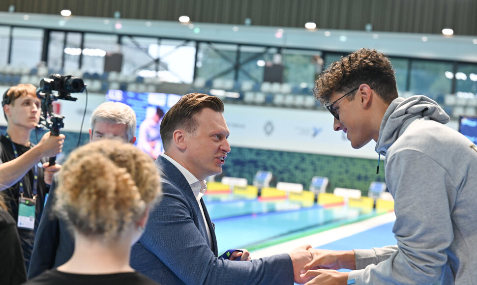 Europos jaunimo plaukimo čempionato Lazdynų baseine akimirka.