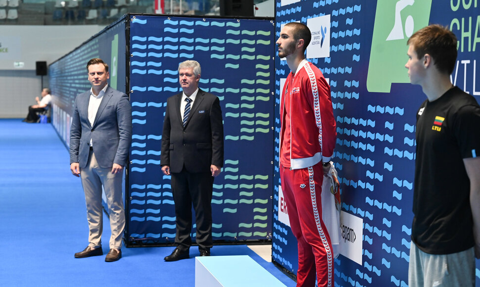 Europos jaunimo plaukimo čempionato Lazdynų baseine akimirka.