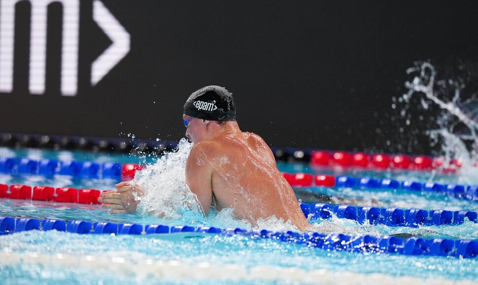 Europos plaukimo čempionato akimirka. Aleksas Savickas