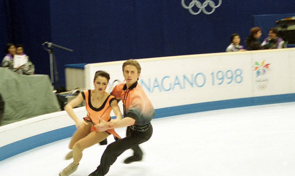 Povilas Vanagas ir Margarita Drobiazko 1998 m. olimpinėse žaidynėse Nagane.