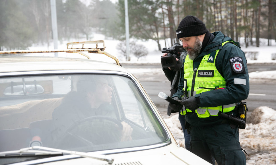 Šventinio kelių policijos reidas Vilniuje akimirka