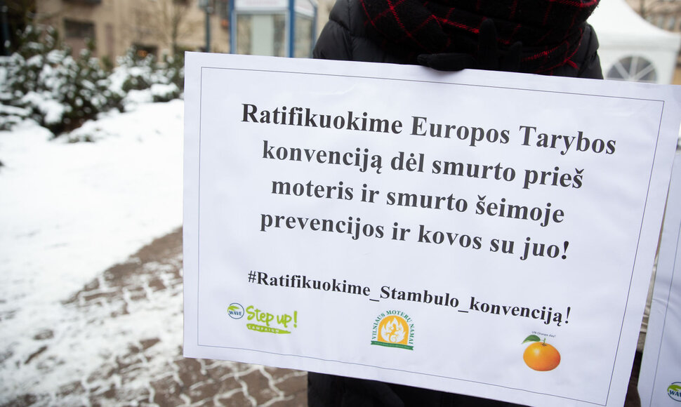 Pilietinės akcijos &bdquo;Step Up! Stabdykime smurtą prie&scaron; moteris!&ldquo; akimirka