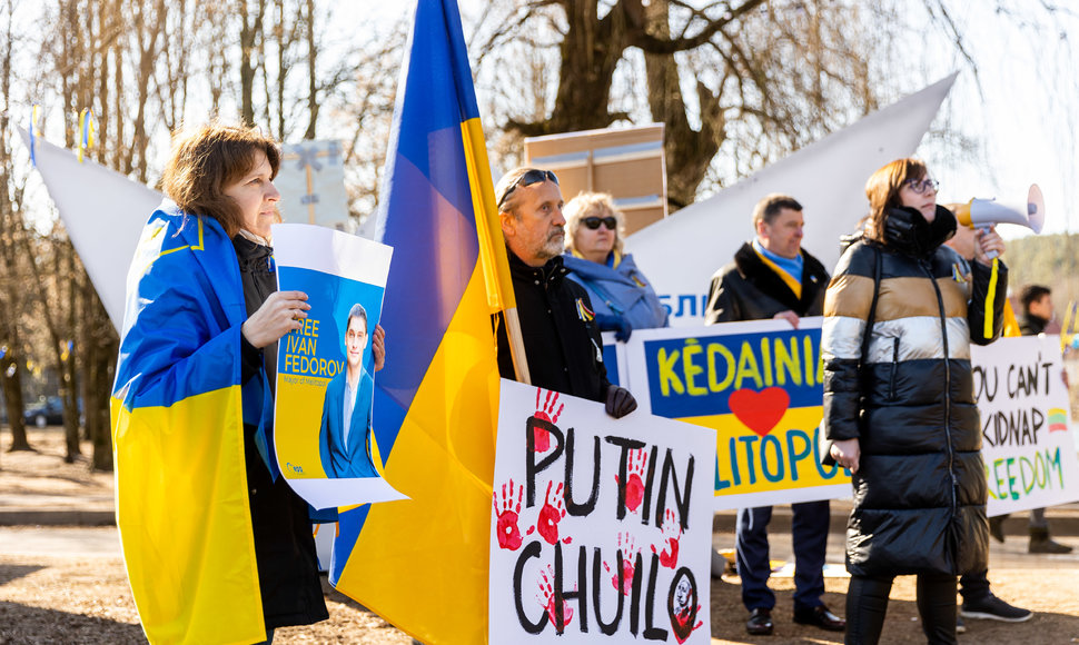 Protesto akcija prieš Rusijos sulaikytą Melitopolio merą