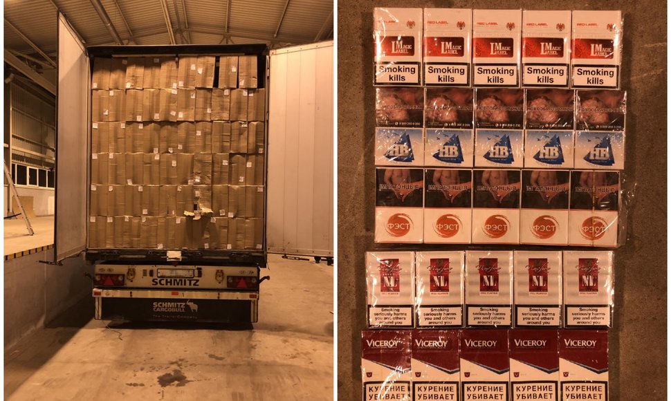 Kybartų muitinėje sulaikyta 1300 dėžių cigarečių kontrabanda