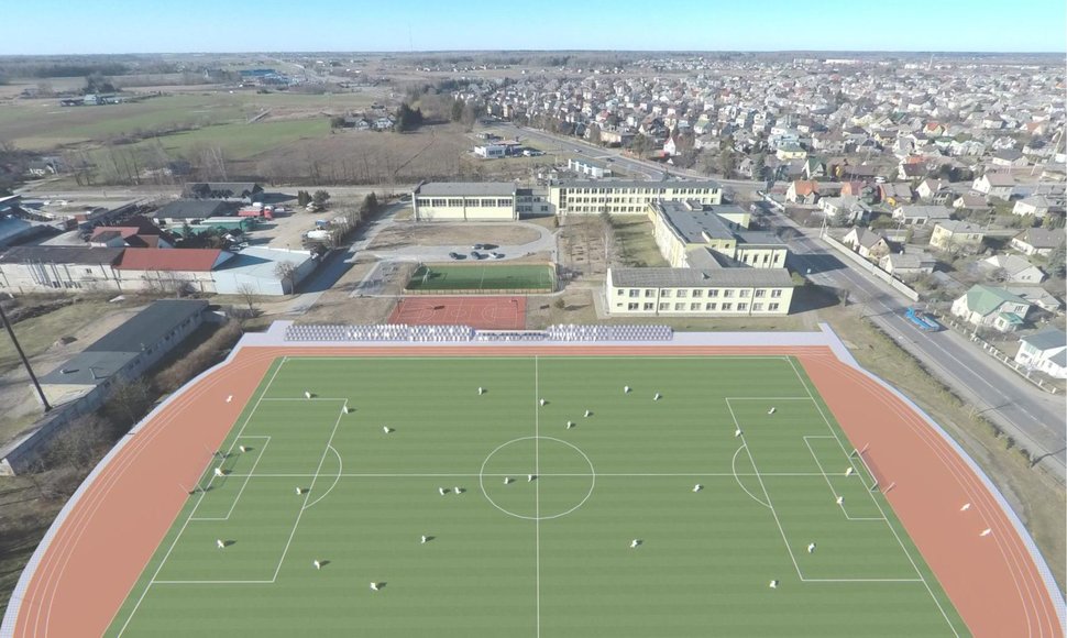 Garliavos A.Mitkaus mokyklos stadiono kompiuterinis vaizdas