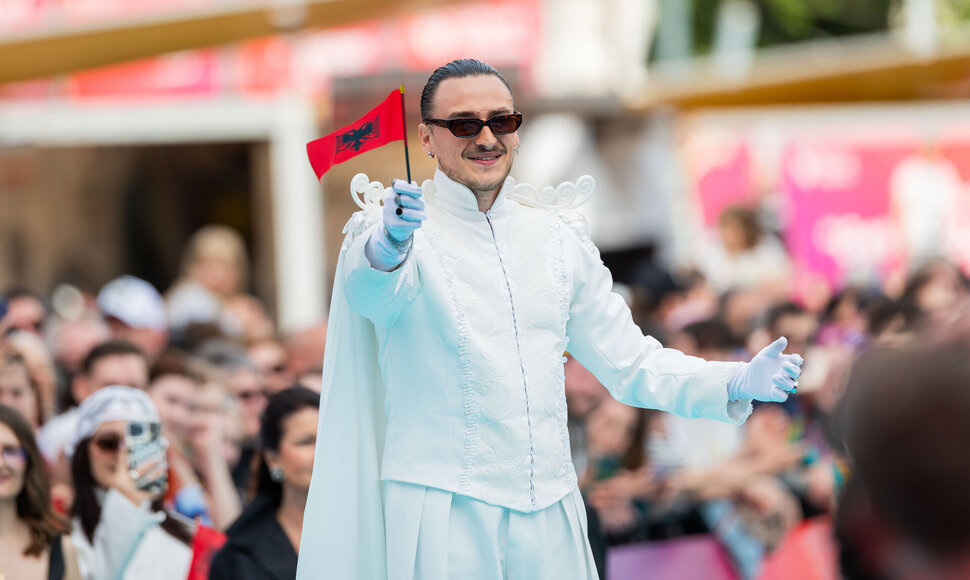 &bdquo;Eurovizijos&ldquo; turkio spalvos kilimo ceremonija Vienoje