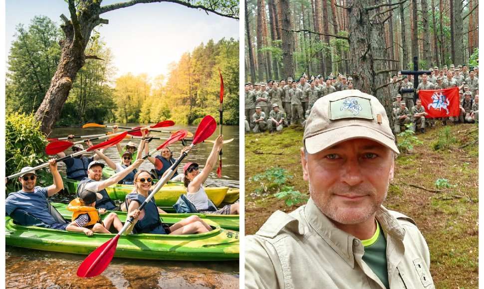 Baidarių žygis ir A. Paltarokas su LK generolo A. Ramanausko kovinio rengimo centro kariais prie pirmosios A. Ramanausko- Vanago vadavietės ties Lankininkų kaimu