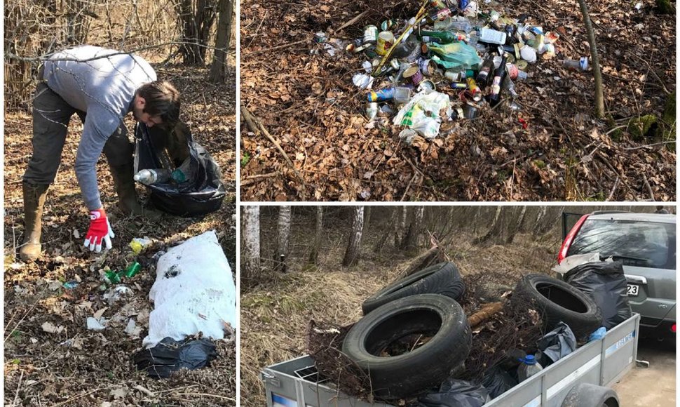 Dėdė su sunėnu sutvarkė mišką Trakuose - prisijungė prie pasaulinio #trashtag iššūkio