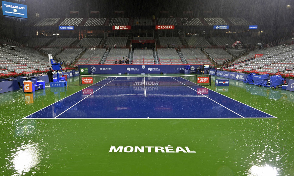 Lietus skalavo Monrealį beveik visą pirmą turnyro dieną