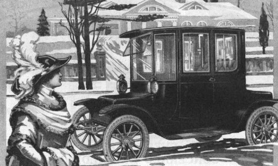 1912-ųjų Detroit Electric reklama – elektromobilių reklamose dažnai vaizduotos moterys, nes jiems nereikėjo stiprių rankų ar mechanikos žinių