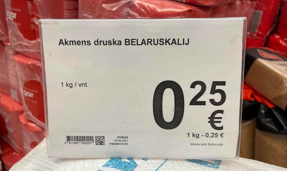 „Belaruskalij“ druska Lietuvos parduotuvėje
