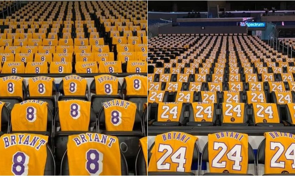 Kobe Bryanto marškinėlių jūra „Staples Center“ arenoje