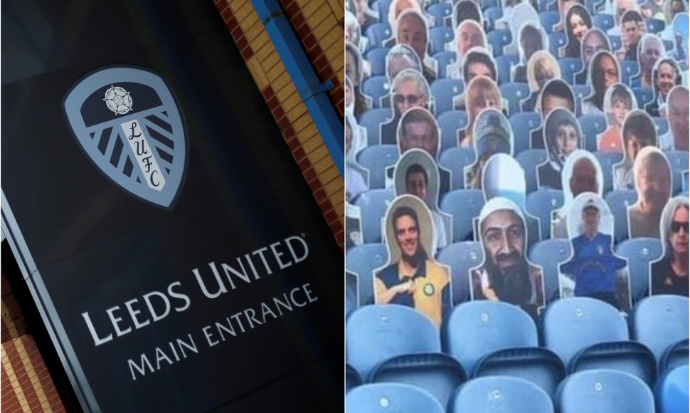 „Leeds“ stadiono tribūnose – Osamos bin Ladeno veidas