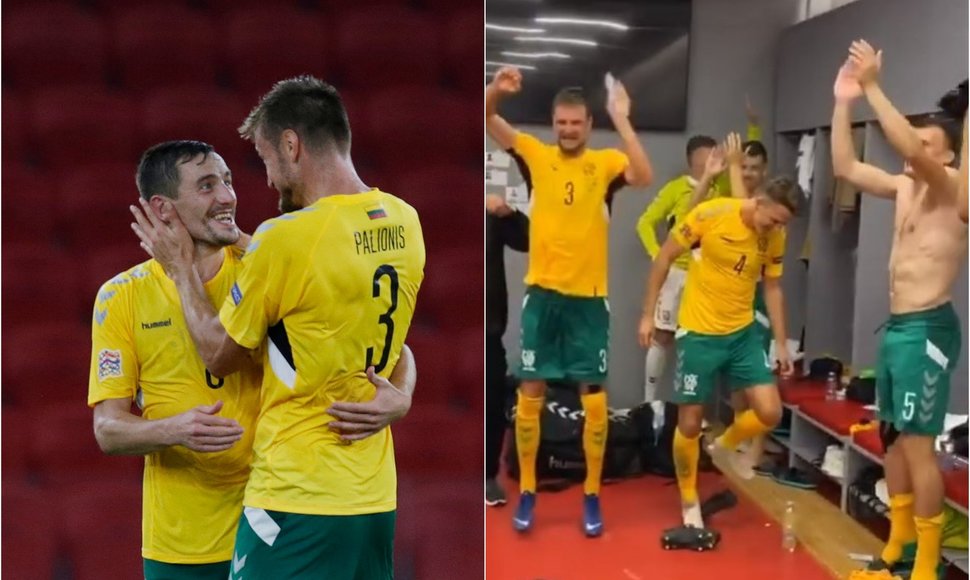 Lietuvos futbolininkai džiaugėsi pergale