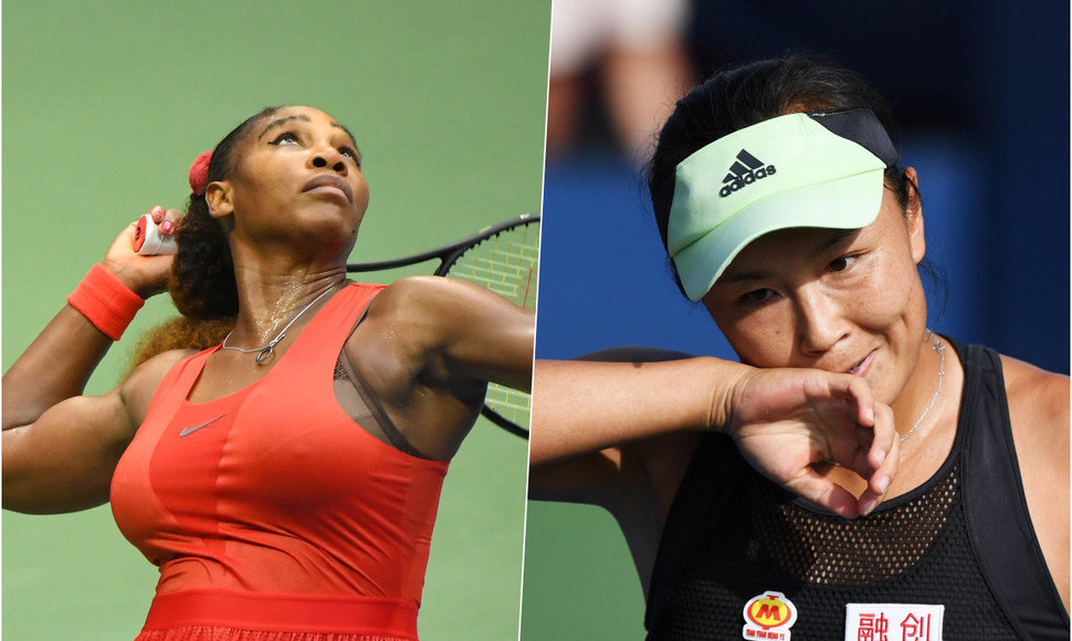 Serena Williams (kairėje) ragina netylėti dėl dingusios Peng Shuai