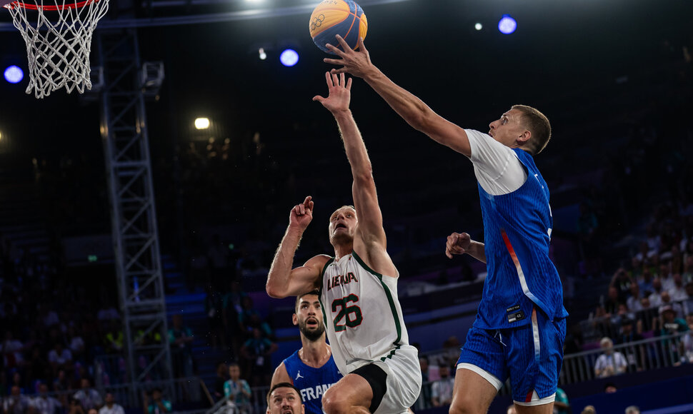 Paryžiaus olimpinių žaidynių 3x3 krep&scaron;inio rungtynės: Lietuva &ndash; Prancūzija